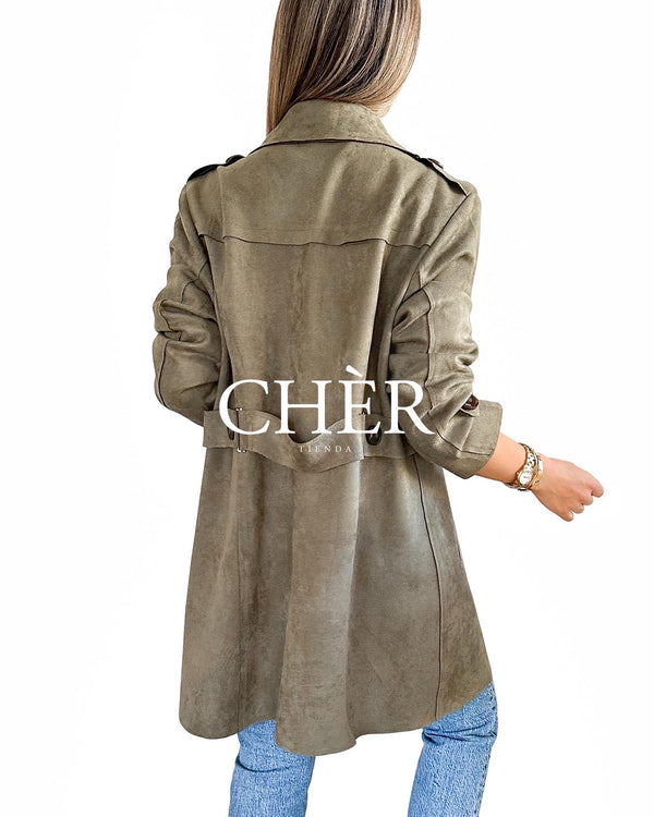 Abrigo Suede Monpier Verde Oliva