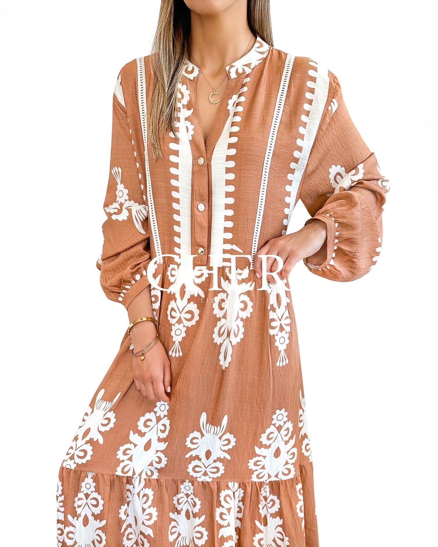 Vestido Caprari Tostado