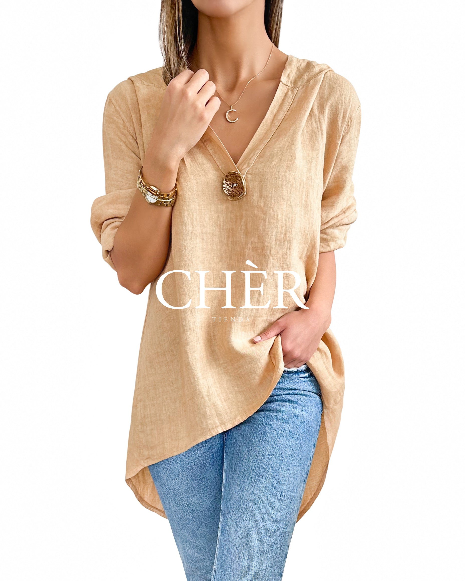 Blusón Lino Ferrara Camel